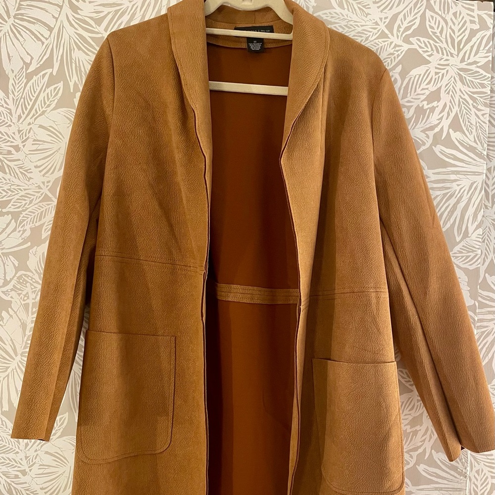 Joan Vass | Camel Faux-Suede Leather Jacket